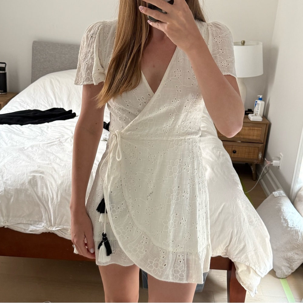 Zara Cream Wrap Mini Dress